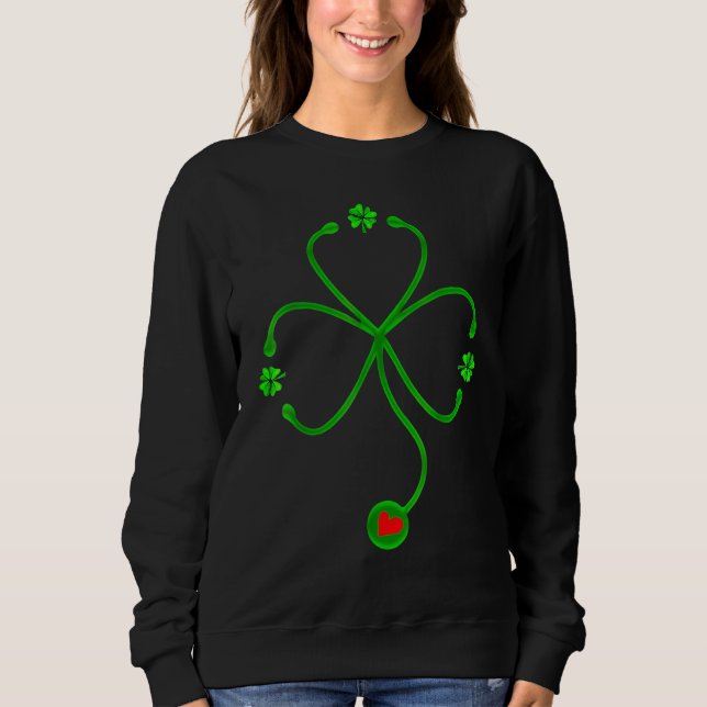 Moletom Irish Nurse St Patricks Day Shirt Stethoscope Hear (Frente)