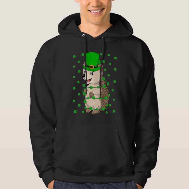 Moletom Irish Shamrock Leprechaun Hedgehog St Patrick's Da (Frente)