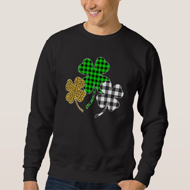 Moletom Irish Shamrocks Leopard Buffalo Plaid St Patrick's (Frente)