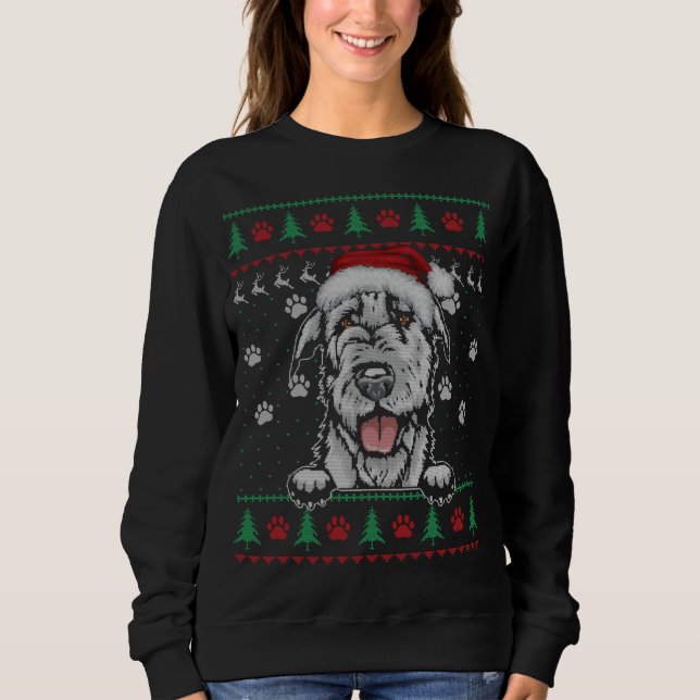 Moletom Irish Wolfhound Christmas Ugly Sweater Funny Dog L (Frente)