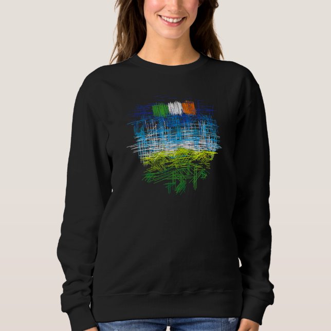 Moletom Irlanda - Bandeira Com Desenho De Paisagem (Frente)