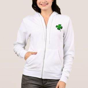 Moletom Irlandês Quatro Folhas De Folha Zip Up Hood Sweat