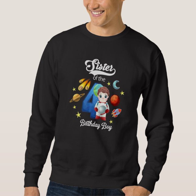 Moletom Irmã Do Menino Astronauta De Aniversário (Frente)