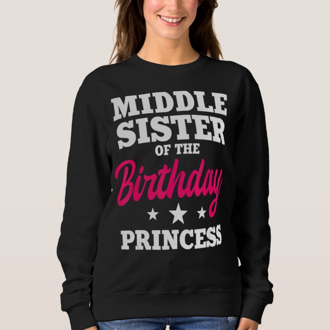 Moletom Irmã Média do aniversário da festa da Princesa (Frente)