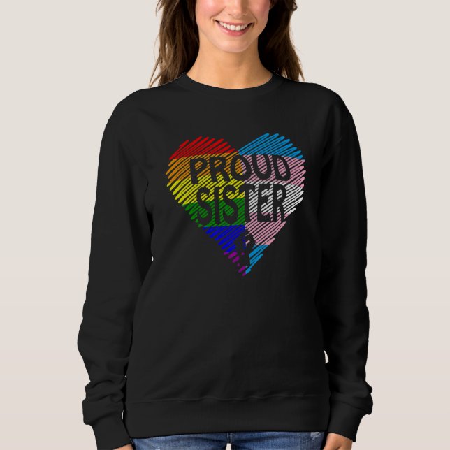 Moletom Irmã Orgulhosa Lgbt Com Arco-Íris E Fla Transgêner (Frente)