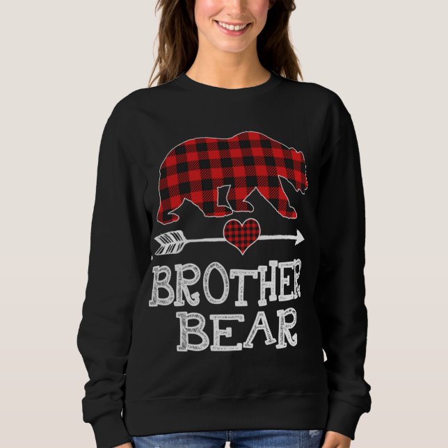 Moletom Irmão Bear Natal Pajama Xadrez Vermelha Buffalo Fa (Frente)