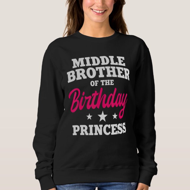 Moletom Irmão Médio do aniversário da festa da Princesa (Frente)