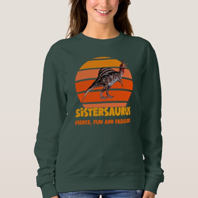 Moletom Irmãs Engraçadas Dinossauro Irmã Humor Design (Frente)