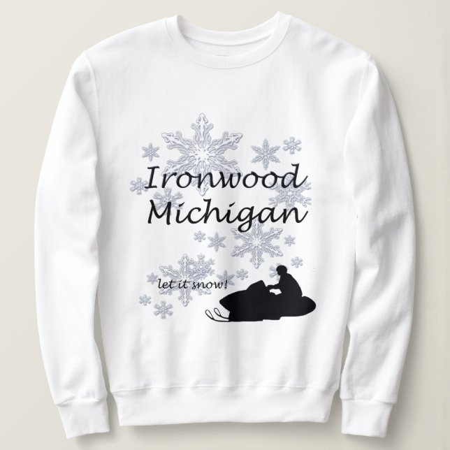 Moletom Ironwood Michigan Snowmobile Snow Ladies (Frente do Design)