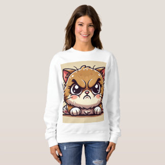 Moletom Irritado, Mas Adorável: Design de Gato de Cartoon