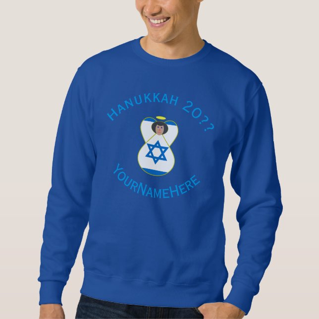 Moletom Israelense Angel Hanukkah Sinalizador Blue Personk (Frente)