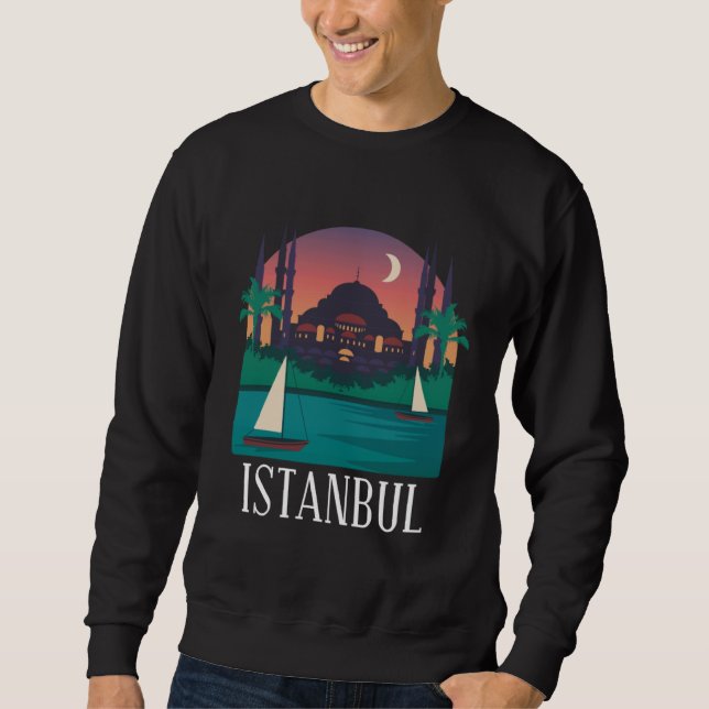 Moletom Istanbul Turkey City Skyline Silhouette Outline Sk (Frente)