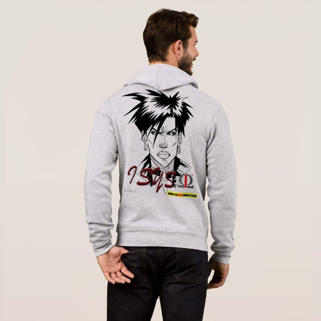 Moletom isys omega hoodie branco e cinza (Parte Traseira Completa)
