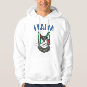 Moletom Itália Soccer Cat Mascot Bandeira italiana