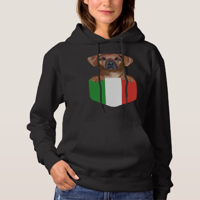 Moletom Italy Flag Rhodesian Ridgeback Dog In Pocket (Frente)