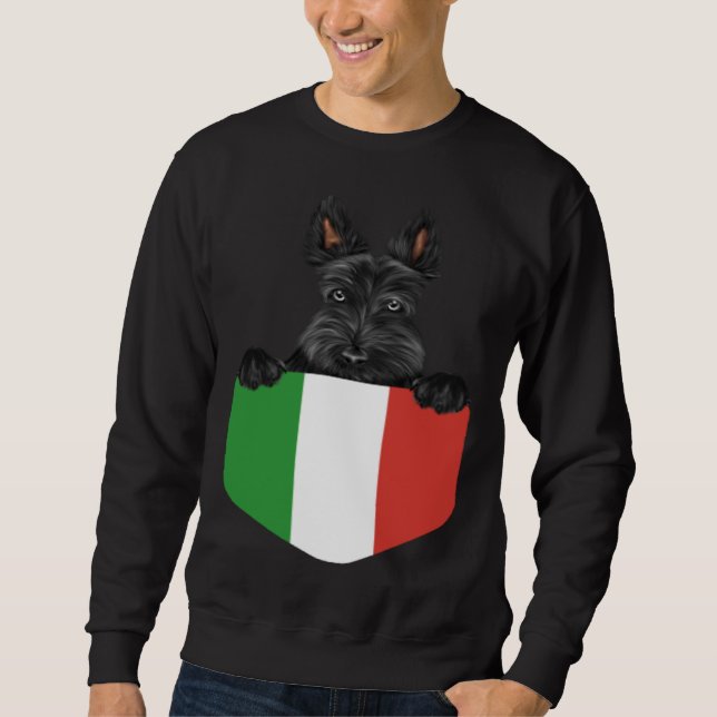 Moletom Italy Flag Scottish Terrier Dog In Pocket (Frente)