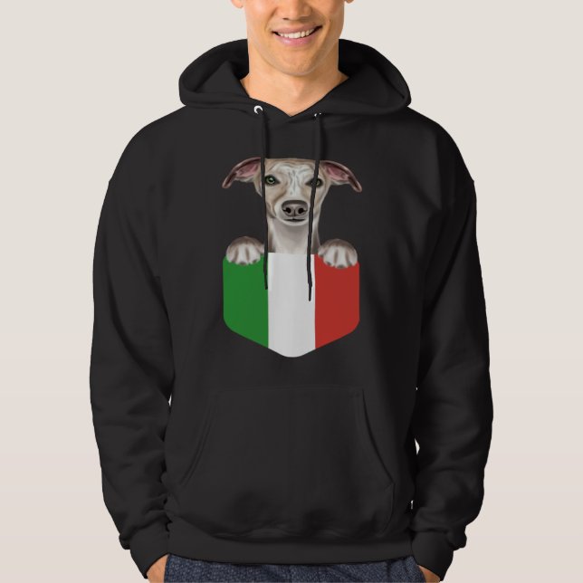 Moletom Italy Flag Whippet Dog In Pocket (Frente)