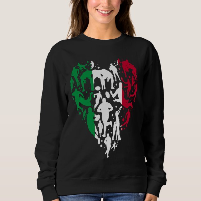 Moletom Italy Rugby Love Heart Italian Rugby Fan (Frente)