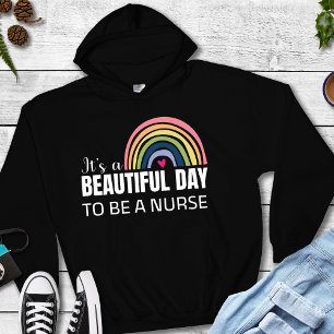 Moletom Its a Beautiful Day Nurse Rainbow Black   Hoodie