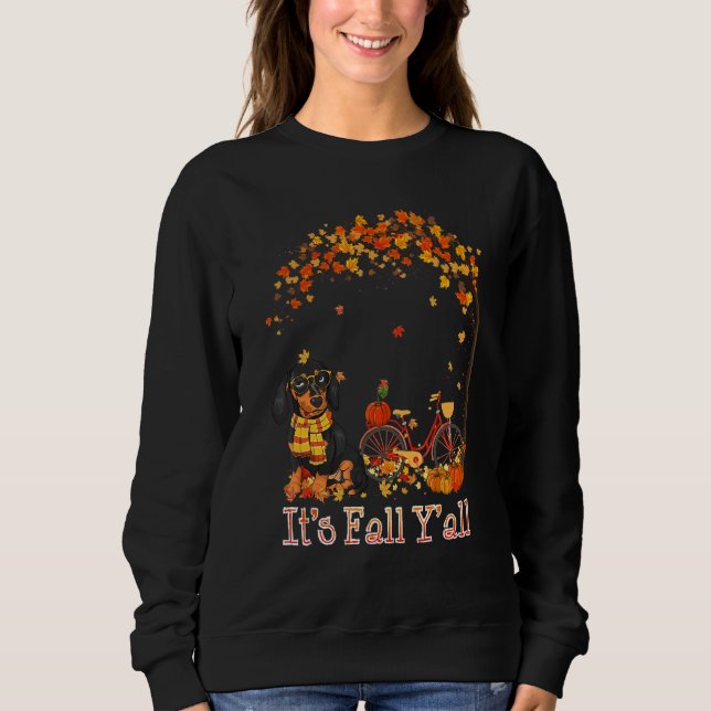 Moletom It's Fall Y'all Dachshund Bike Pumpkin Spice Autum (Frente)