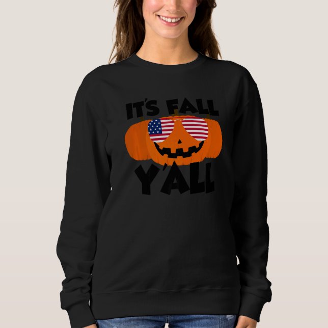 Moletom It's Fall Y'all Thanksgiving Pumpkin USA Glasses   (Frente)