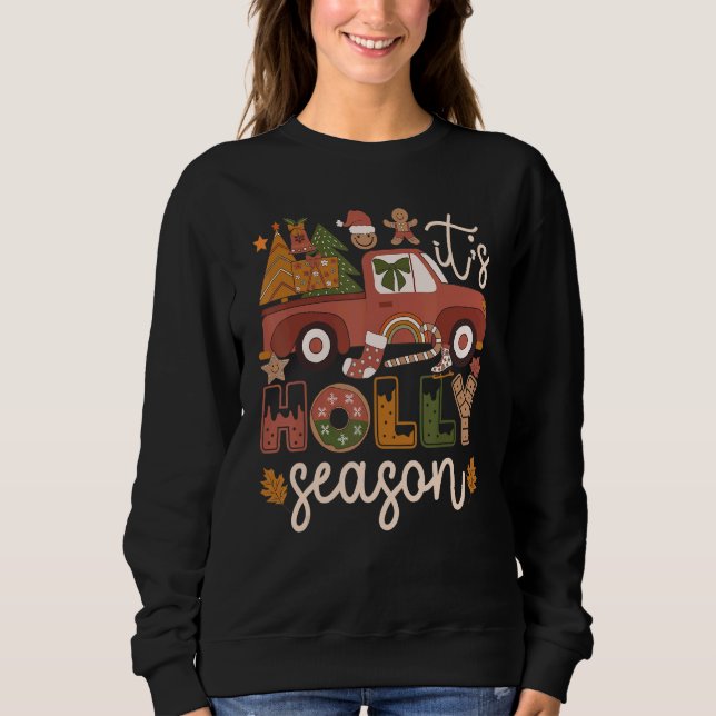 Moletom It's Holly Season 60s 70s Retro Hippie Christmas (Frente)