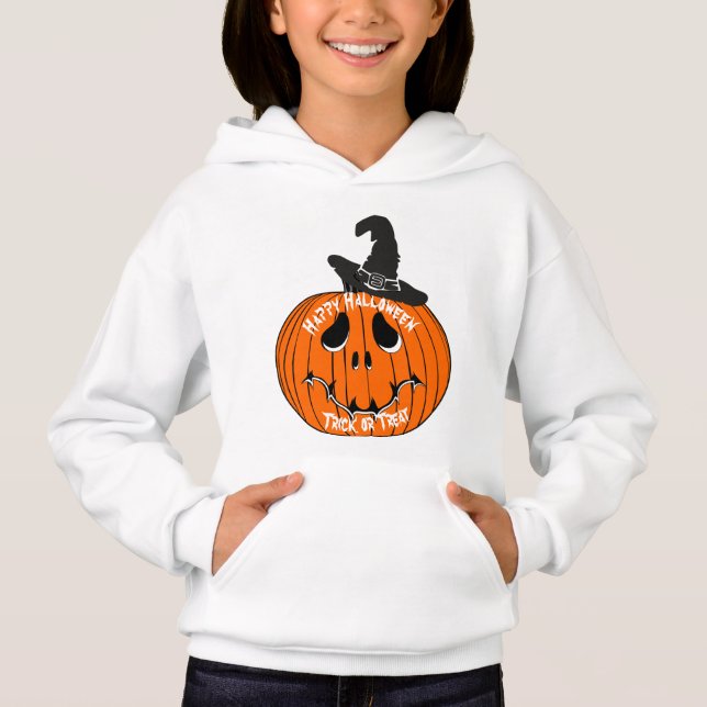 Moletom Jack O' Lantern Kids Chapéu de Bruxa Hallo (Frente)