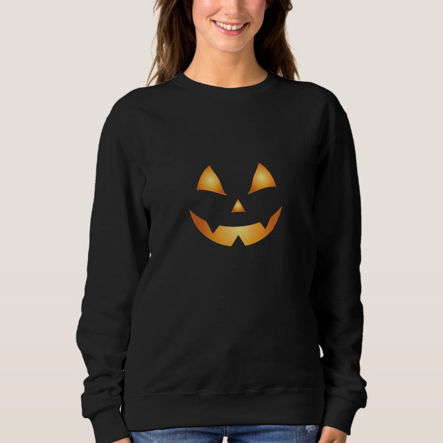 Moletom Jack O Lantern Orange e Black Halloween Mulheres (Frente)