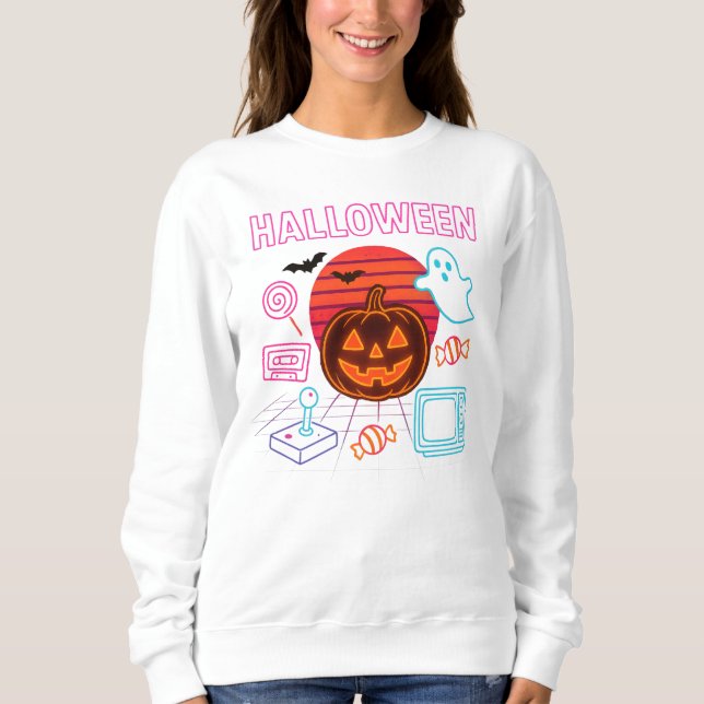 Moletom Jack-O-Lanterna Neon Halloween Roupas Unisex (Frente)