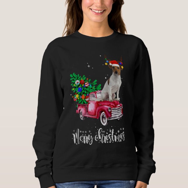 Moletom Jack Russell Christmas Ride Red Truck (Frente)