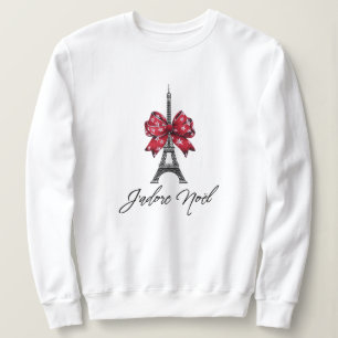 Moletom J'adore Noël Eiffel Torre Vermelha Xadrez Arco de