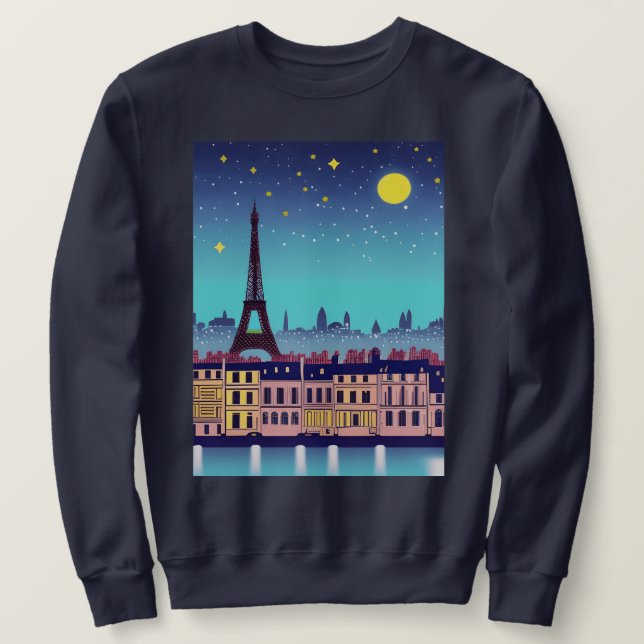 Moletom J'adore Paris - Fantasia Paris sob lua cheia (Frente do Design)