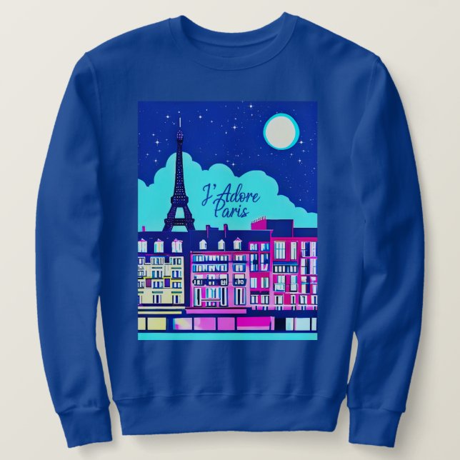 Moletom J'adore Paris - Fantasia Paris sob lua cheia (Frente do Design)