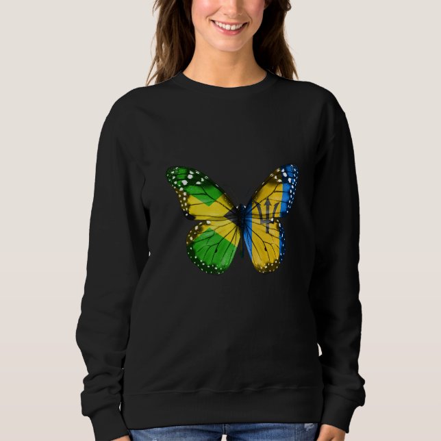 Moletom Jamaican Barbadian Flag Butterfly   (Frente)