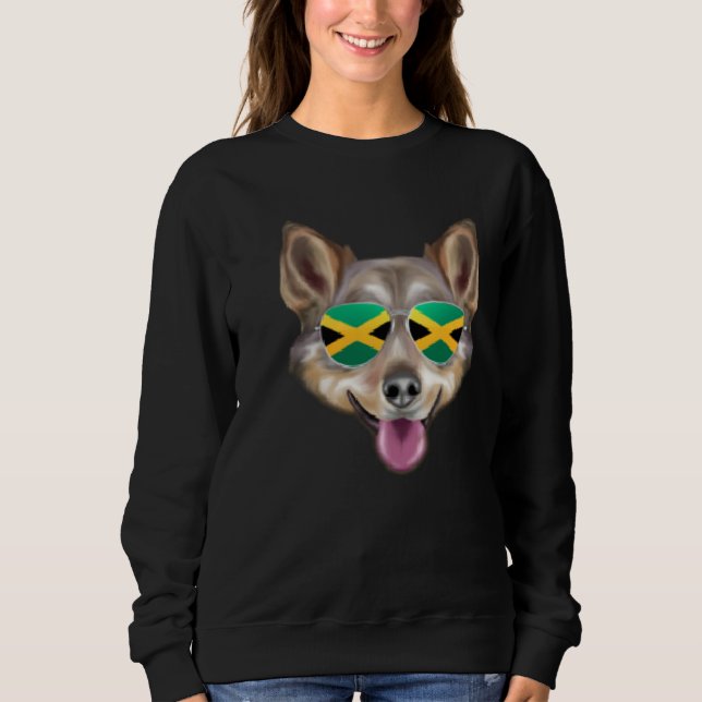 Moletom Jamaican Flag Swedish Vallhund Dog Jamaica Pocket (Frente)