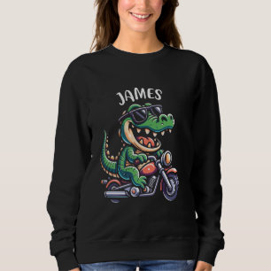 Moletom James Design de Motocicleta de Jacaré Engraçado pa