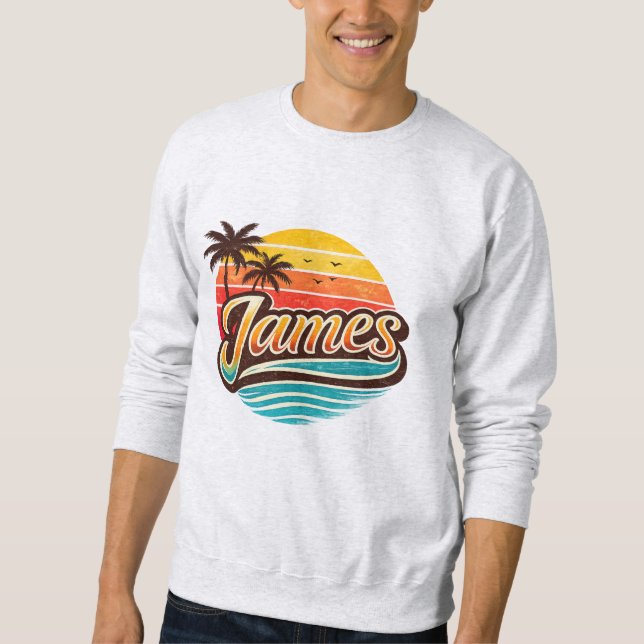 Moletom James Retro Sunset Tropical Name Design (Frente)