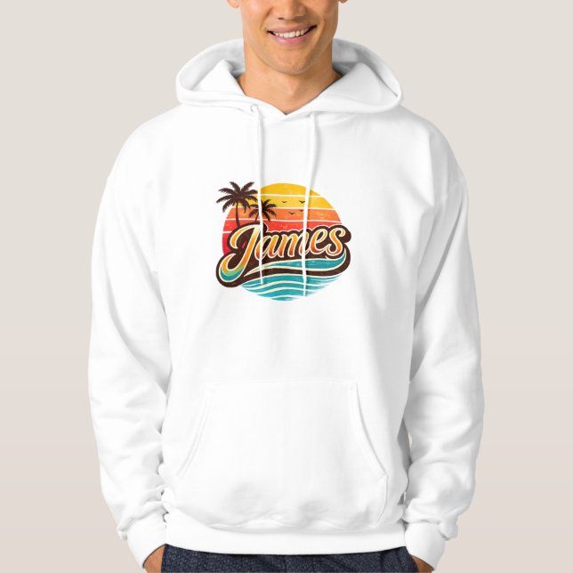 Moletom James Retro Sunset Tropical Name Design (Frente)