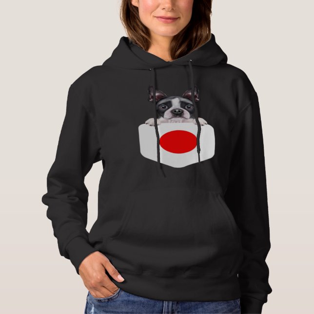 Moletom Japan Flag Boston Terrier Dog In Pocket (Frente)