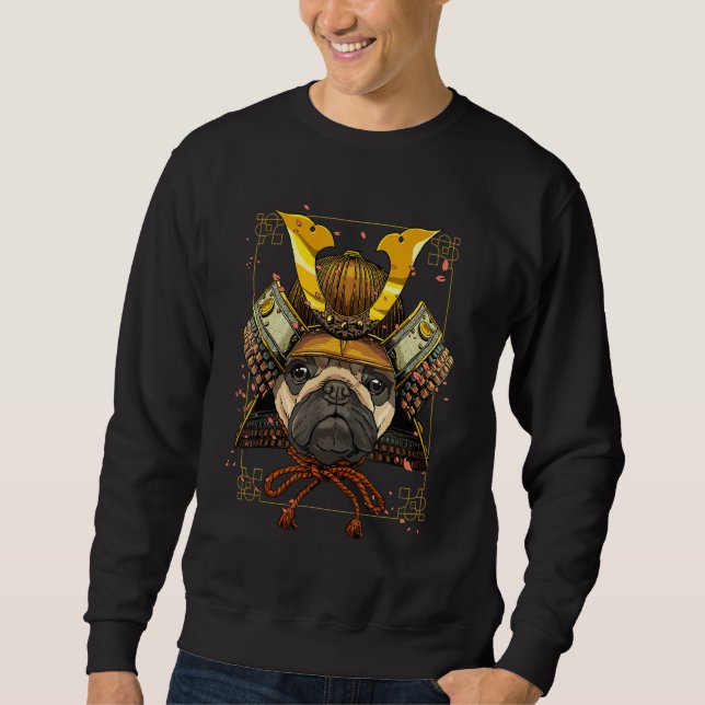 Moletom Japan Samurai Pug Dog  Pug Mom Japanese Warrior Bu (Frente)