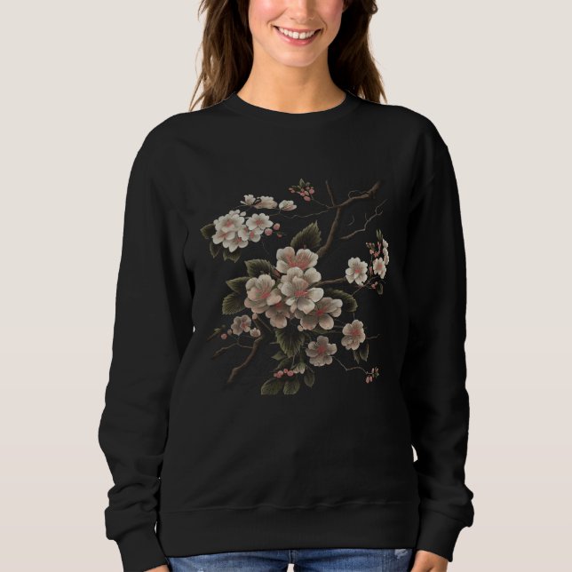 Moletom Japanese Cherry Blossom Japanese Woodblock Graphic (Frente)