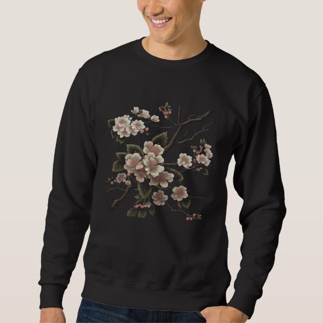 Moletom Japanese Cherry Blossom Japanese Woodblock Graphic (Frente)