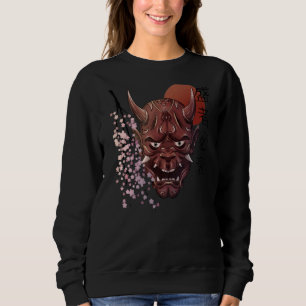 Moletom Japonês Oni Demon Mask Japonês Kanji Samurai Oni