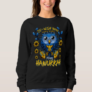 Moletom Je Desejo-Lhe Um Feliz Chanucá Menorah Owl Hanukka