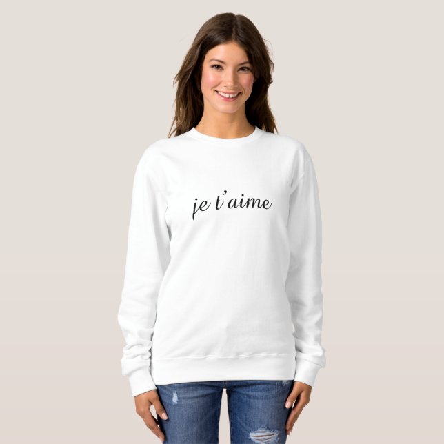 Moletom Je t’aime Eu te amo em francês Chic White (Frente Completa)