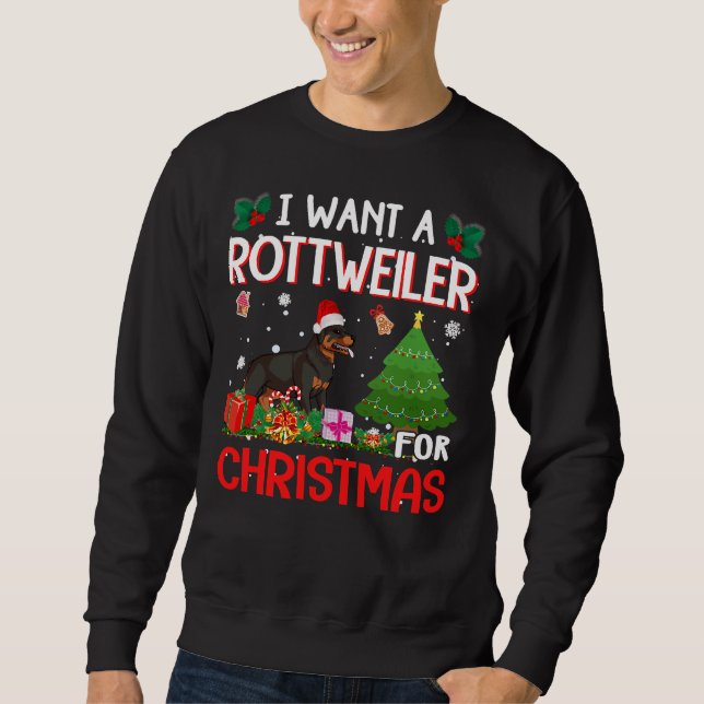 Moletom Je Veux Un Rottweiler Pour Noël Noël Essentiel (Frente)