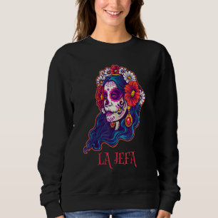 Moletom Jefa La Skull Flowers Mexicano Boss Dia De Los Mue