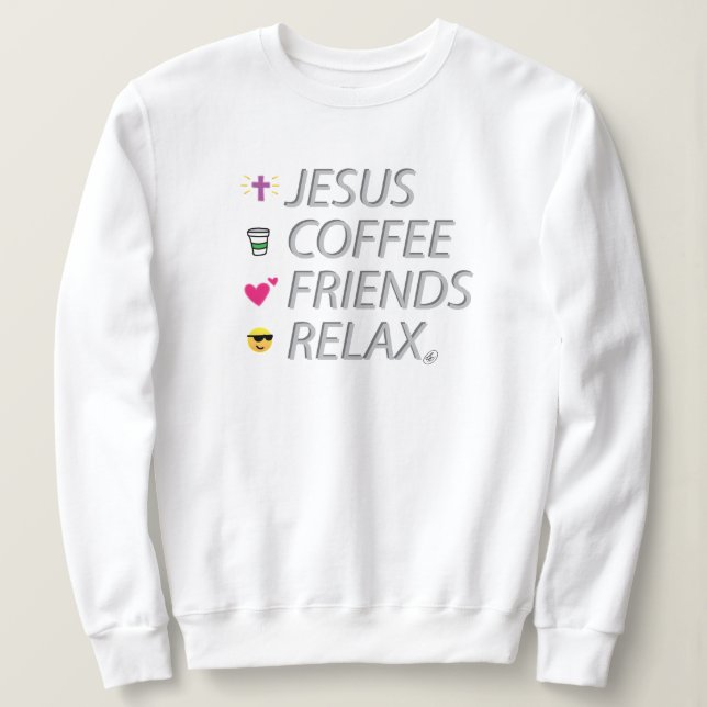 Moletom Jesus, Café, Amigos, Relaxe (Frente do Design)