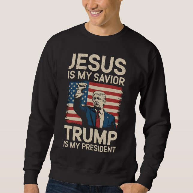 Moletom Jesus é meu salvador Trump é meu presidente 47 EUA (Frente)
