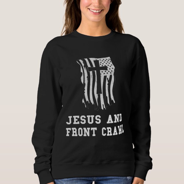 Moletom Jesus e Nado de Costas para um Fã Cristão de Jesus (Frente)